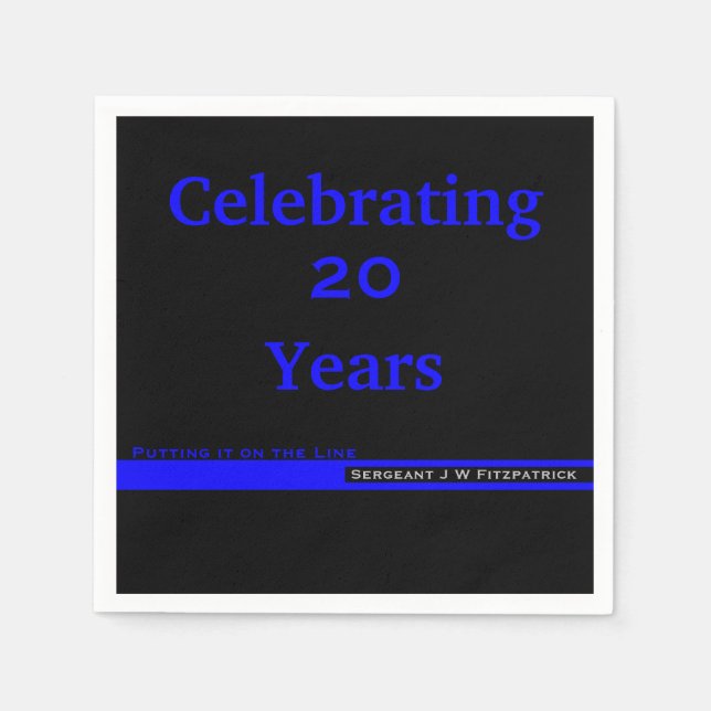 Thin Blue Line Police Retirement With Name Napkins (Front)
