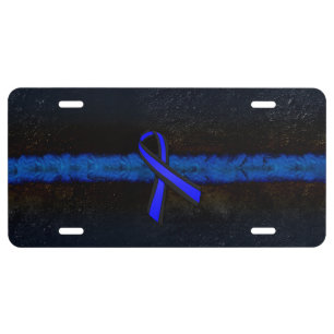 Thin Blue Line Police Ribbon License Plate