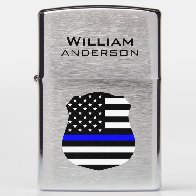 Thin Blue Line Police Sheriff Zippo Lighter (Front)
