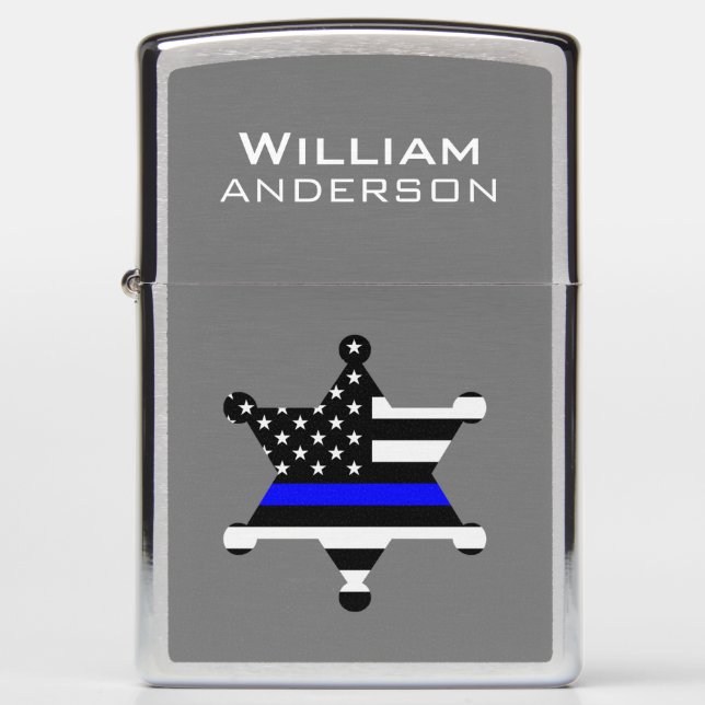 Thin Blue Line Police Sheriff Zippo Lighter (Front)