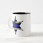 Thin Blue Line Police Sheriffs Badge Two-Tone Coffee Mug (Front Left)