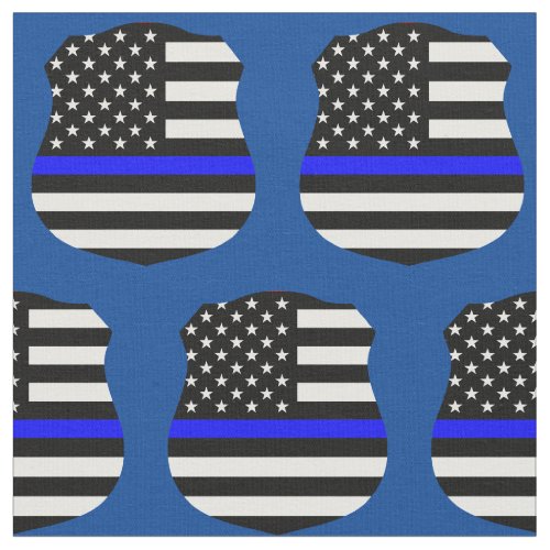 Thin Blue Line Police Shield Pattern Fabric
