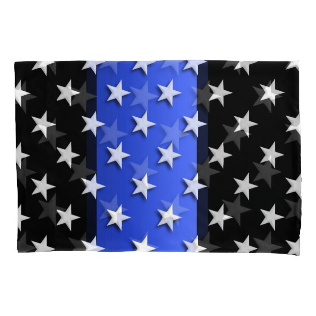 Thin Blue Line Police Stars and Stripes Pillowcase (Front)
