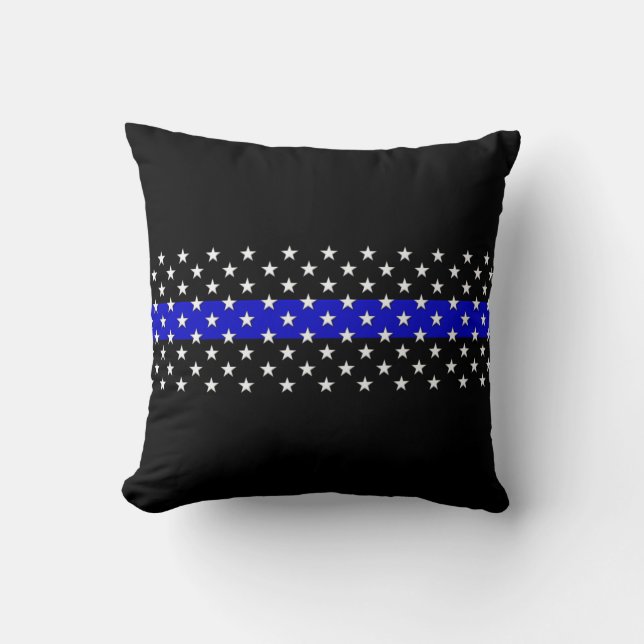 Thin Blue Line Police Stars and Stripes Throw Pillow (Front)