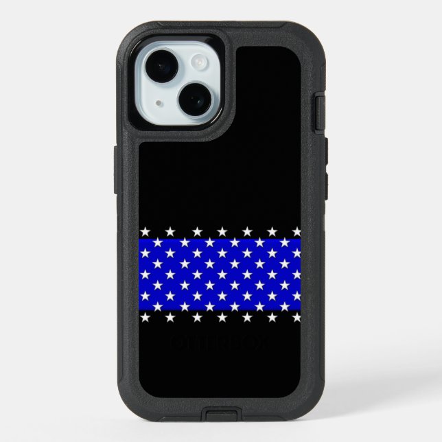 Thin Blue Line Police Stars iPhone 15 Case (Back)
