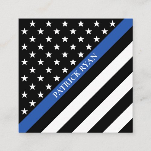 Thin Blue Line Police Stars  Stripes Flag Square Business Card