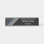 Thin Blue Line Police Stars Stripes Monogram Desk Name Plate
