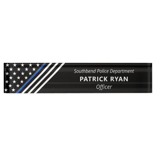 Thin Blue Line Police Stars Stripes Monogram Desk Name Plate | Zazzle.com