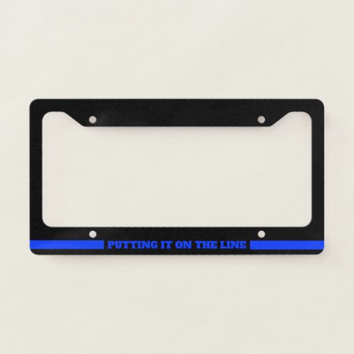 Thin Blue Line Police Support Fallen Officer License Plate Frame