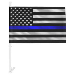 Thin Blue Line Police Support United States Car Flag