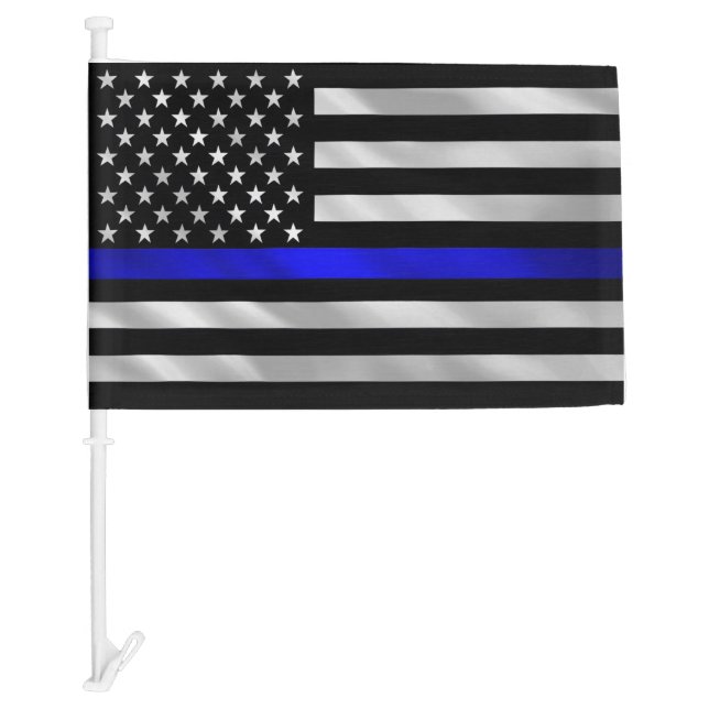 Thin Blue Line Police Support United States Car Flag (Front)