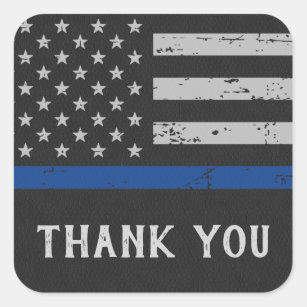 Thin Blue Line Police Thank You Square Sticker