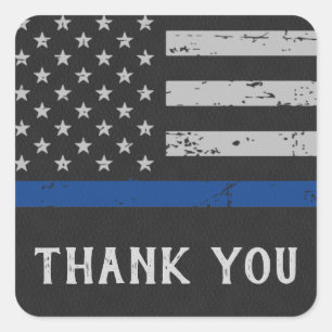 Thin Blue Line Police Thank You Square Sticker