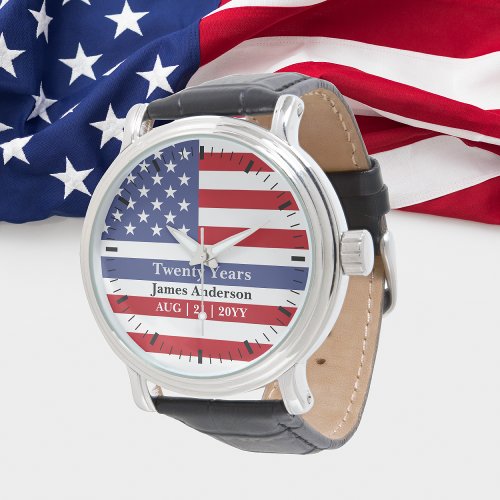 Thin Blue Line Police US FLAG Retirement Patriotic Watch