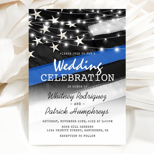 Thin Blue Line  Police Wedding Invitation