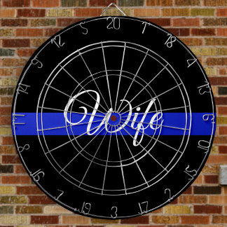 Thin Blue Line: Police Wife Dartboard With Darts