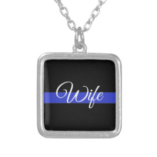 Thin Blue Line: Police Wife Silver Plated Necklace