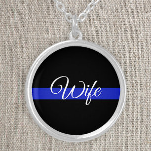 Thin Blue Line: Police Wife Silver Plated Necklace