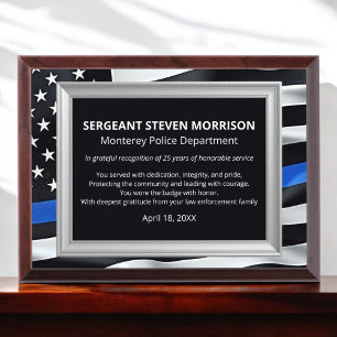 Thin Blue Line Police Years Served Law Enforcement Award Plaque