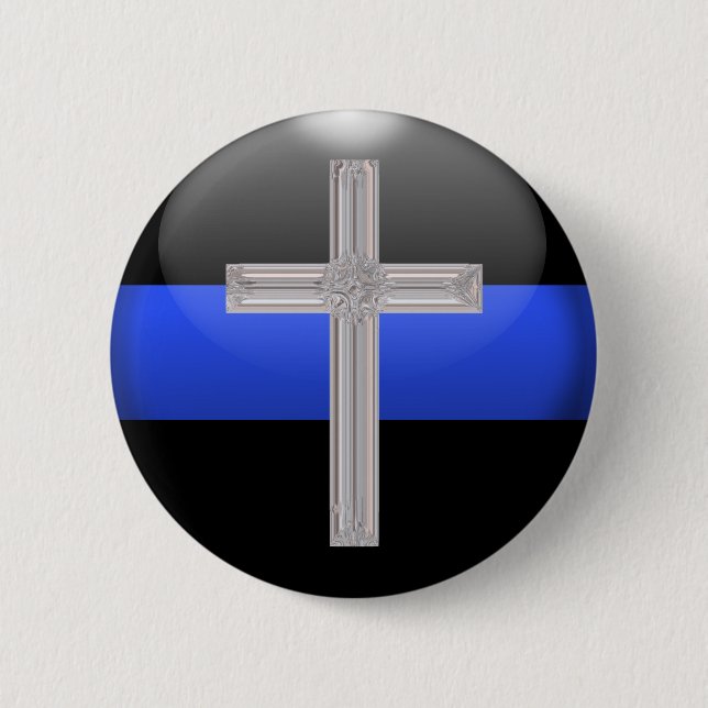 Thin Blue Line Prayer For Safety Pinback Button (Front)
