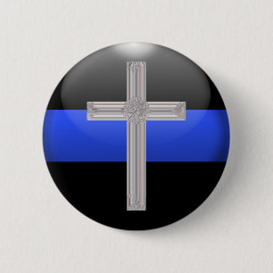 Thin Blue Line Prayer For Safety Pinback Button