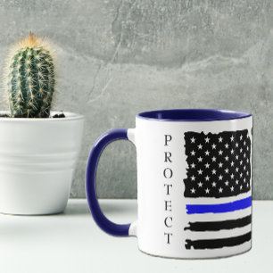 Thin Blue Line Protect and Serve Mug