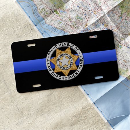 Thin Blue Line Proud Family Badge License Plate