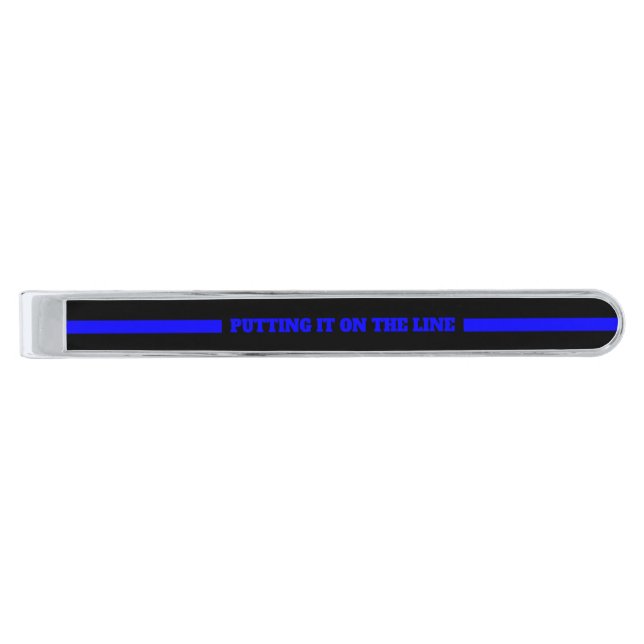 Thin Blue Line Putting it on the Line Police LEO Silver Finish Tie Bar (Front)