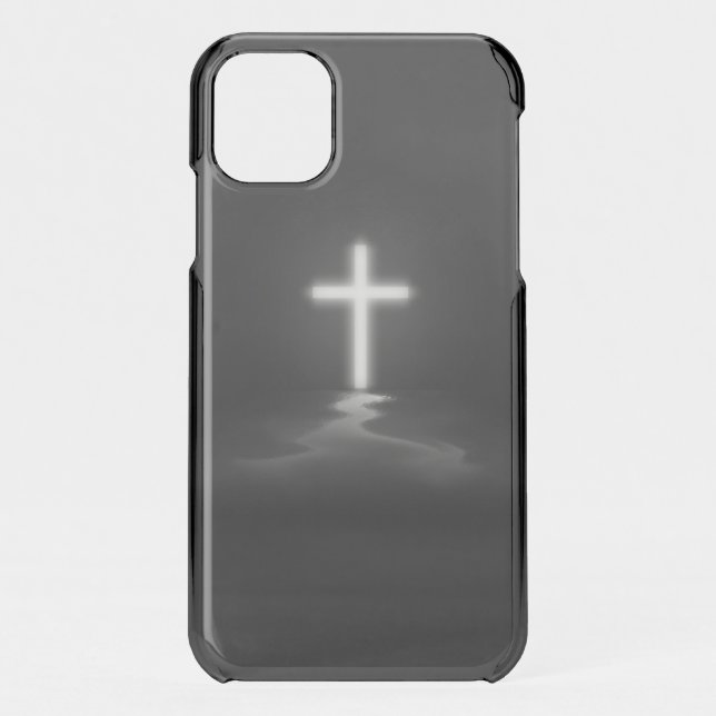 Thin Blue Line Reflection Cross Uncommon iPhone Case (Back)