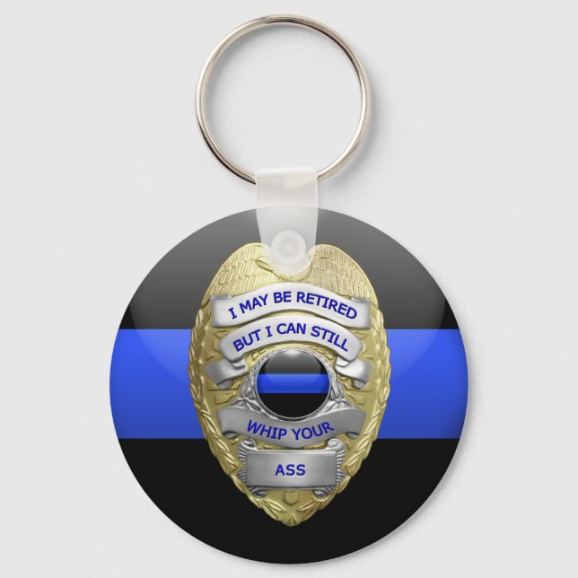 Thin Blue Line Retired Badge Keychain (Front)