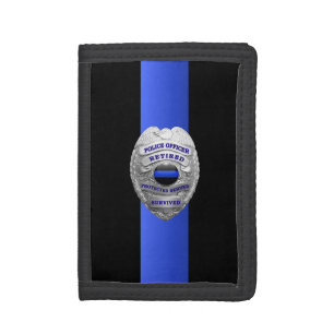 Thin Blue Line Retired Badge Tri-fold Wallet