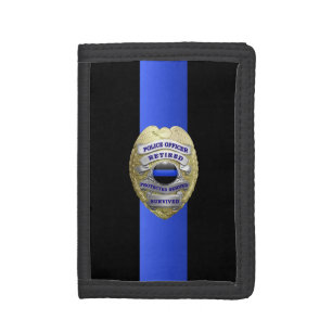 Thin Blue Line Retired Badge Tri-fold Wallet