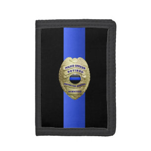 Thin Blue Line Retired Badge Tri-fold Wallet