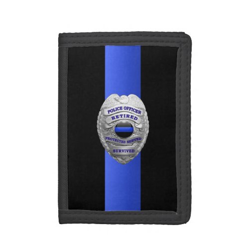 Thin Blue Line Retired Badge Trifold Wallet