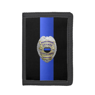 Thin Blue Line Retired Badge Trifold Wallet