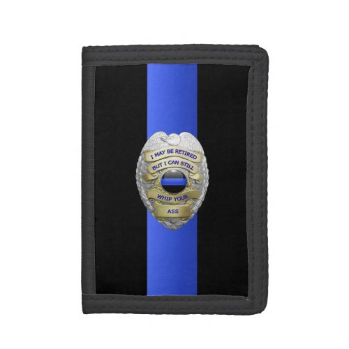 Thin Blue Line Retired Badge Trifold Wallet