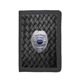 Thin Blue Line Retired Badge Trifold Wallet