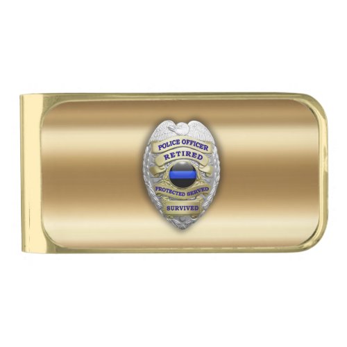 Thin Blue Line Retired Gold Finish Money Clip