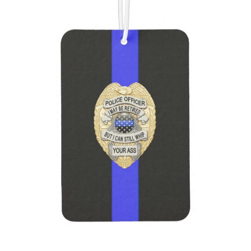 Thin Blue Line Retired Officer Badge Car Air Freshener