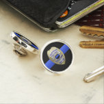 Thin Blue Line Retired Police Badge Pin at Zazzle