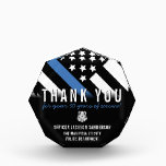 Thin Blue Line Retirement Anniversary Police  Acrylic Award<br><div class="desc">This design features a police force flag with black and white stripes,  and a thin blue line stripe as well. This award is great for showing appreciation to an officer celebrating an anniversary or thanking a retiring law enforcement officer,  sheriff,  captain,  or chief for their years of service.</div>
