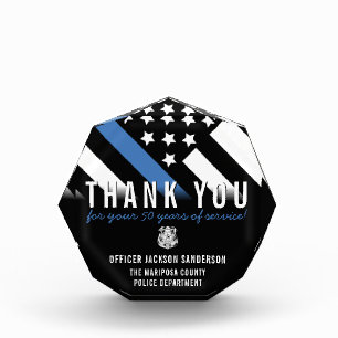 Thin Blue Line Retirement Anniversary Police Acrylic Award