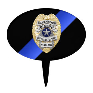 Thin Blue Line Retirement Badge Cake Topper