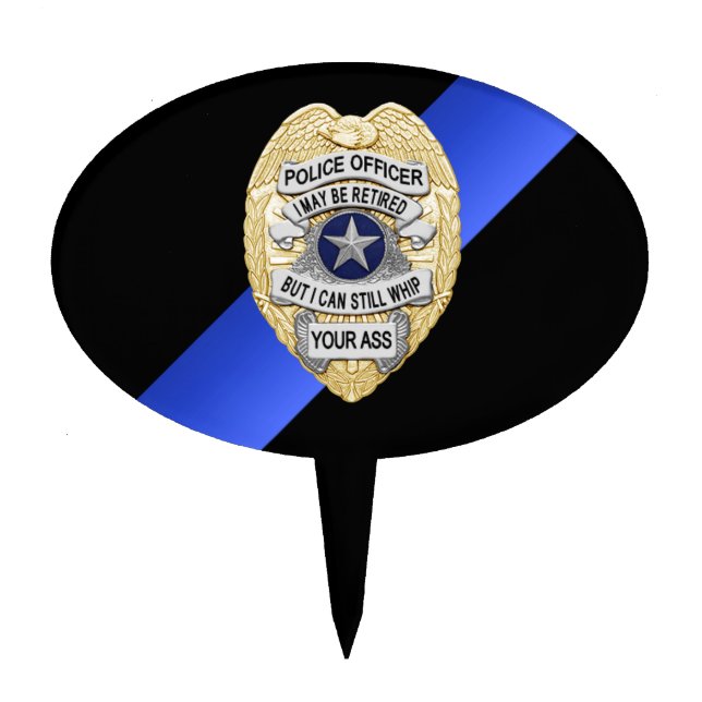 Thin Blue Line Retirement Badge Cake Topper (Front)
