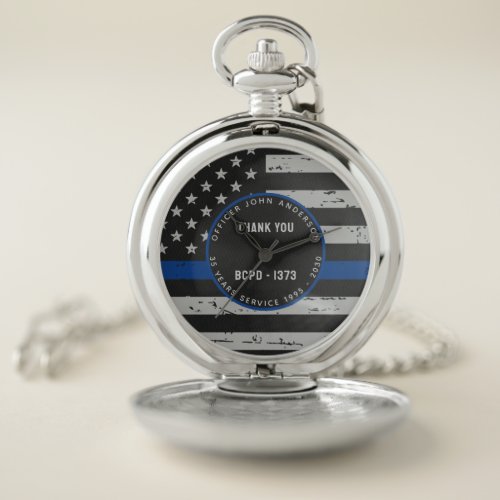 Thin Blue Line Retirement Gift Thank You Police  Pocket Watch