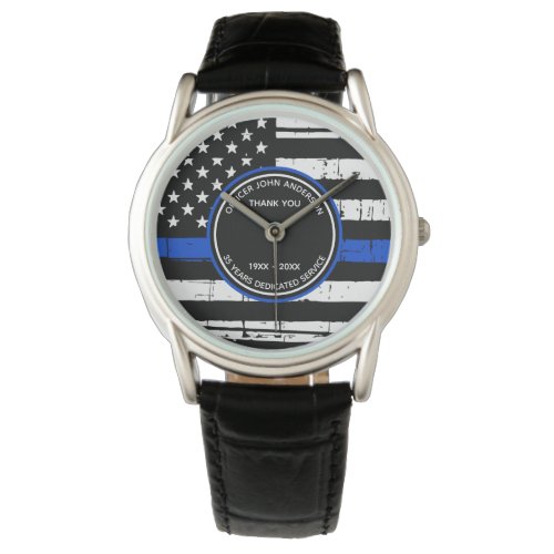 Thin Blue Line Retirement Gift Thank You Police Watch