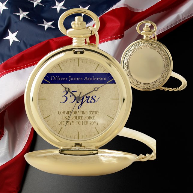 Thin Blue Line Retirement Gift Watch Personalized (Creator Uploaded)