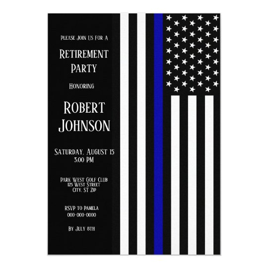 Thin Blue Line Retirement Invitation | Zazzle.com