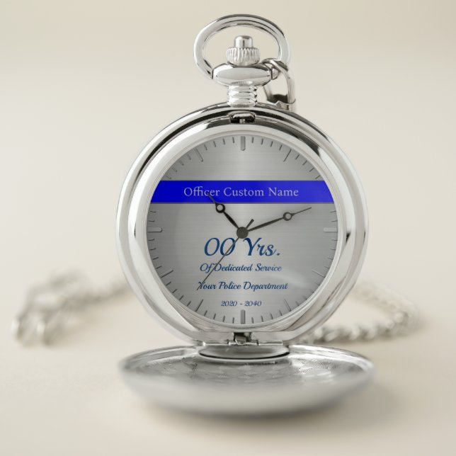 Thin Blue Line Retirement Pocket Watch (Inside)