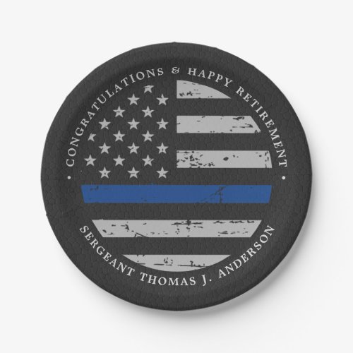 Thin Blue Line Retirement Police Congratulations Paper Plates